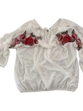 Charlotte Russe Cream Bow-Front Blouse